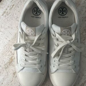 Tory Burch Cream Lace-Up Sneakers